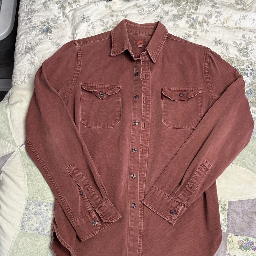 Levi's Men's Casual Button Down Shirt - Rust Red